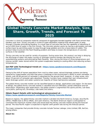 Global Thirsty Concrete Market Growing Stupendously