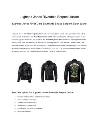 Jughead jones riverdale serpent jacket