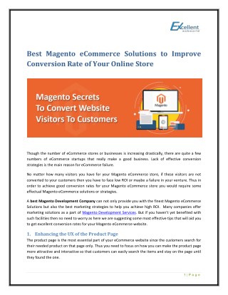 Best Magento eCommerce Solutions to Improve Conversion Rate of Your Online Store