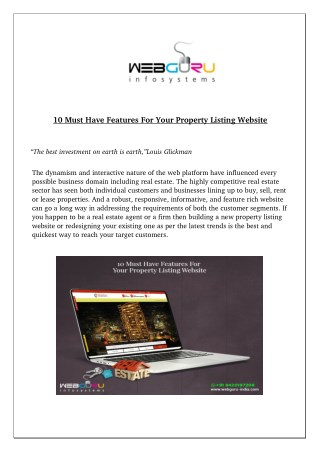 10 Must Have Features For Your Property Listing Website