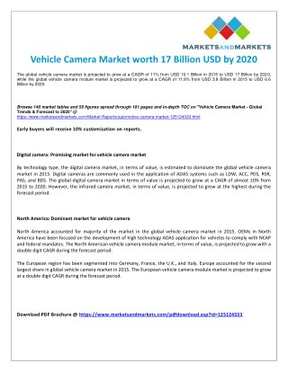 Global Analysis on Vehicle Camera Market