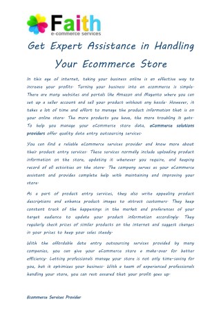 Get Expert Assistance in Handling Your Ecommerce Store