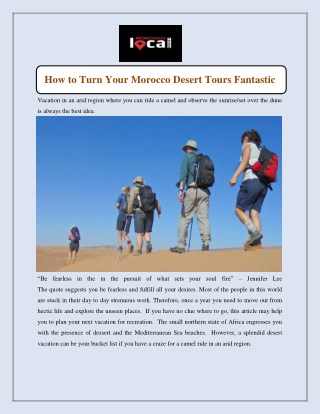 How to Turn Your Morocco Desert Tours Fantastic
