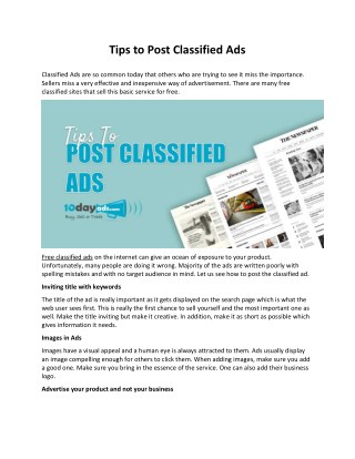 Tips to Post Classified Ads