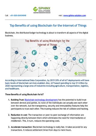 Top Benefits of using Blockchain for the Internet of Things