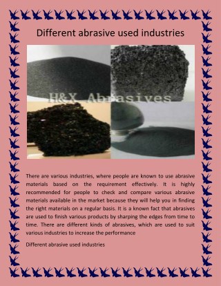 Different abrasive used industries