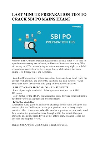 SBI PO mains preparation tips