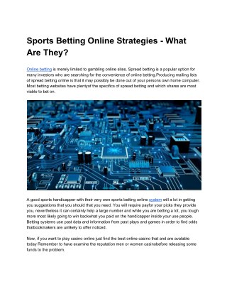 Sports Betting Online Strategies - What Are They?