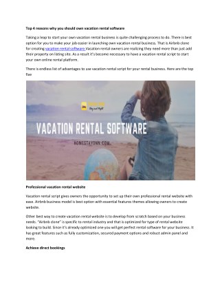Why you should own vacation rental software?