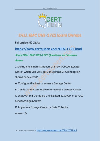 2018 CertQueen DES-1721 Exam Questions and Answers