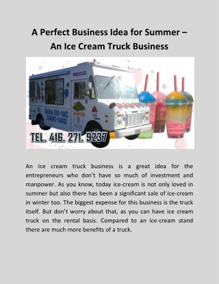 A perfect business idea for summer â€“ an ice cream truck business