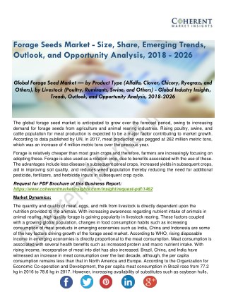 Forage Seed Industry Growth Analysis by Size, Share, Outlook from 2018-2026