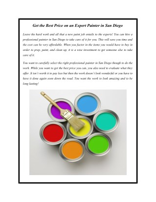 Get the Best Price on an Expert Painter in San Diego
