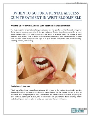 When to go for a Dental Abscess Gum Treatment in West Bloomfield | New Orchard Dentistry