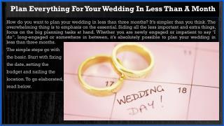 Plan Everything For Your Wedding In Less Than A Month