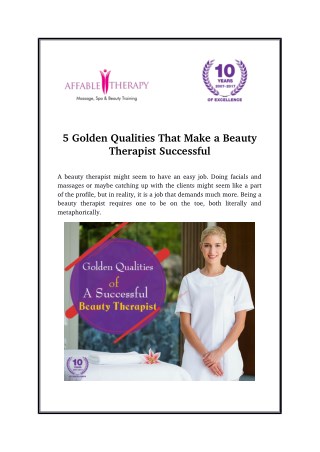 5 Golden Qualities That Make a Beauty Therapist Successful