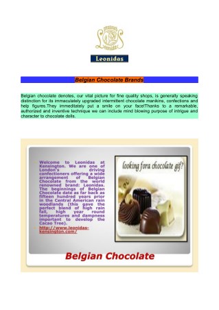 Belgian Chocolate Brands