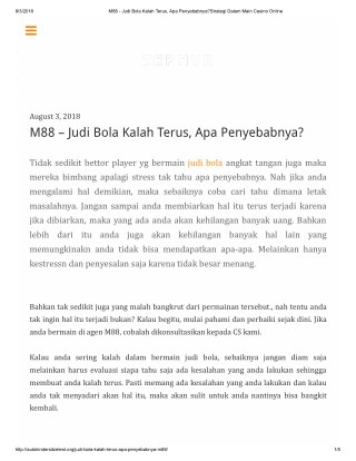 M88 â€“ Judi Bola Kalah Terus, Apa Penyebabnya?