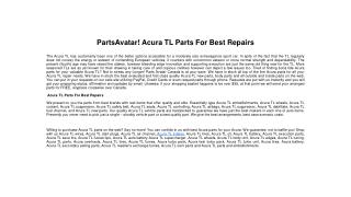 Acura TL Parts For Best Repairs! At Parts Avatar.ca