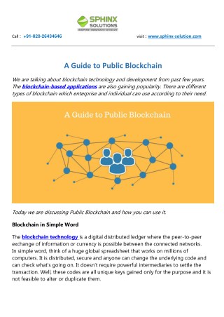 A Guide to Public Blockchain