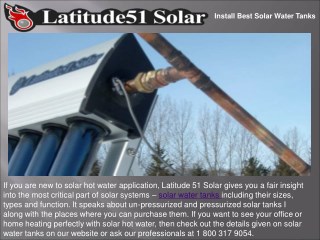 Install Best Solar Water Tanks