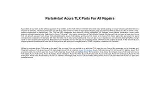 Acura TLX Parts For All Repairs At Parts Avatar