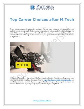 Top Career Choices after M.Tech