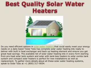 Best Quality Solar Water Heaters