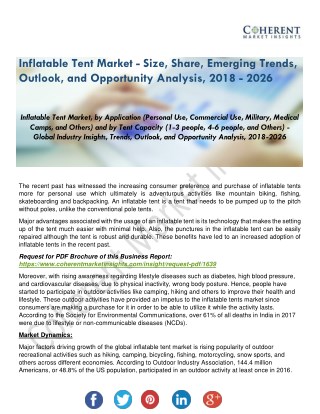 Inflatable Tent Market Analysis by Sales, Revenue, Production, Consumption and Technologies Till 2026