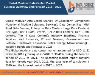 Global Modular Data Center Market â€“ Industry Trends and Forecast to 2025