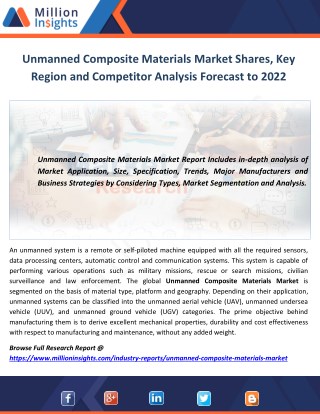 Unmanned Composite Materials Market Shares, Key Region and Competitor Analysis Forecast to 2022