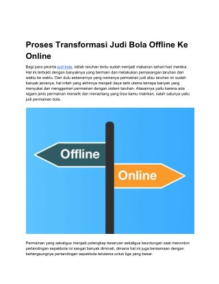 Proses Transformasi Judi Bola Offline Ke Online