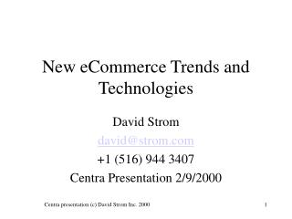New eCommerce Trends and Technologies