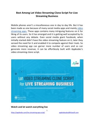 Best Among Lot Video Streaming Clone Script For Live Streaming Business