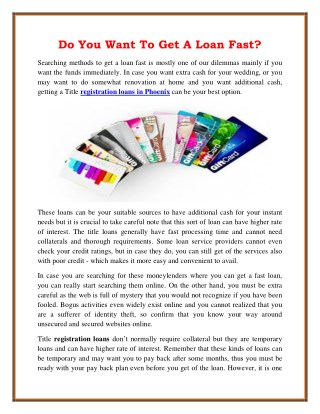 Do You Want To Get A Loan Fast?
