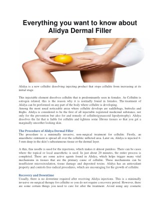 Everything you want to know about Alidya Dermal Filler