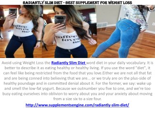 Radiantly Slim Diet - Best Supplement For Weight loss