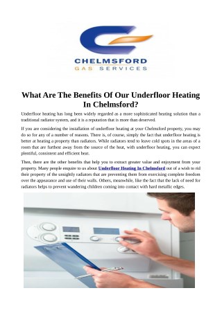 What Are The Benefits Of Our Underfloor Heating In Chelmsford?