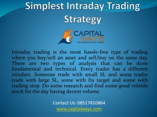 Simplest Intraday trading strategy