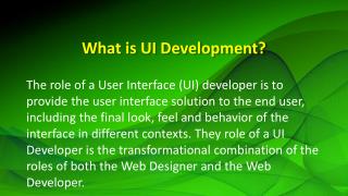 Ui Development Online Training and Features