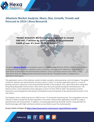 Global Allantoin Industry Research Report - Hexa Research