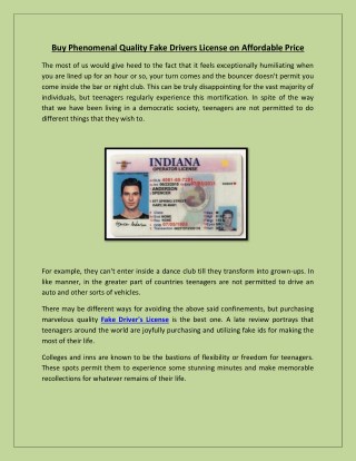 Buy Phenomenal Quality Fake Drivers License on Affordable Price