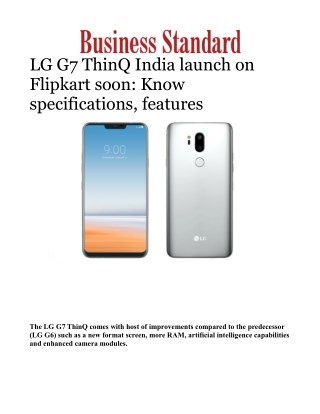 LG G7 ThinQ India launch on Flipkart soon: Know specifications, features