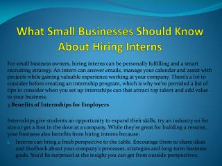 What Small Businesses Should Know About Hiring Interns