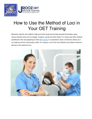 How to Use the Method of Loci in Your OET Training