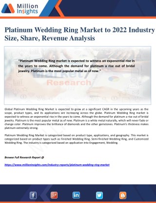 Platinum Wedding Ring Market to 2022 Industry Size, Share, Revenue Analysis