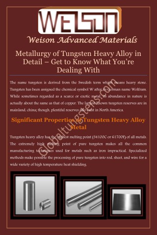 Metallurgy of Tungsten Heavy Alloy in Detail â€“ Get to Know What Youâ€™re Dealing With