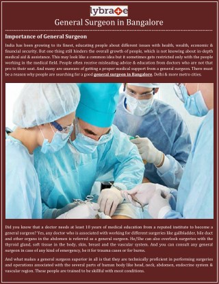 General Surgeon in Bangalore | Lybrate