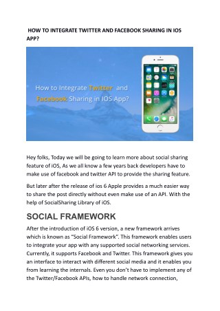 HOW TO INTEGRATE TWITTER AND FACEBOOK SHARING IN IOS APP?