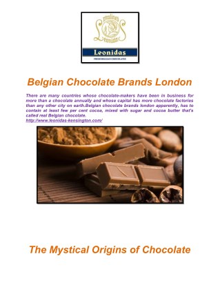 Belgian Chocolate Brands London